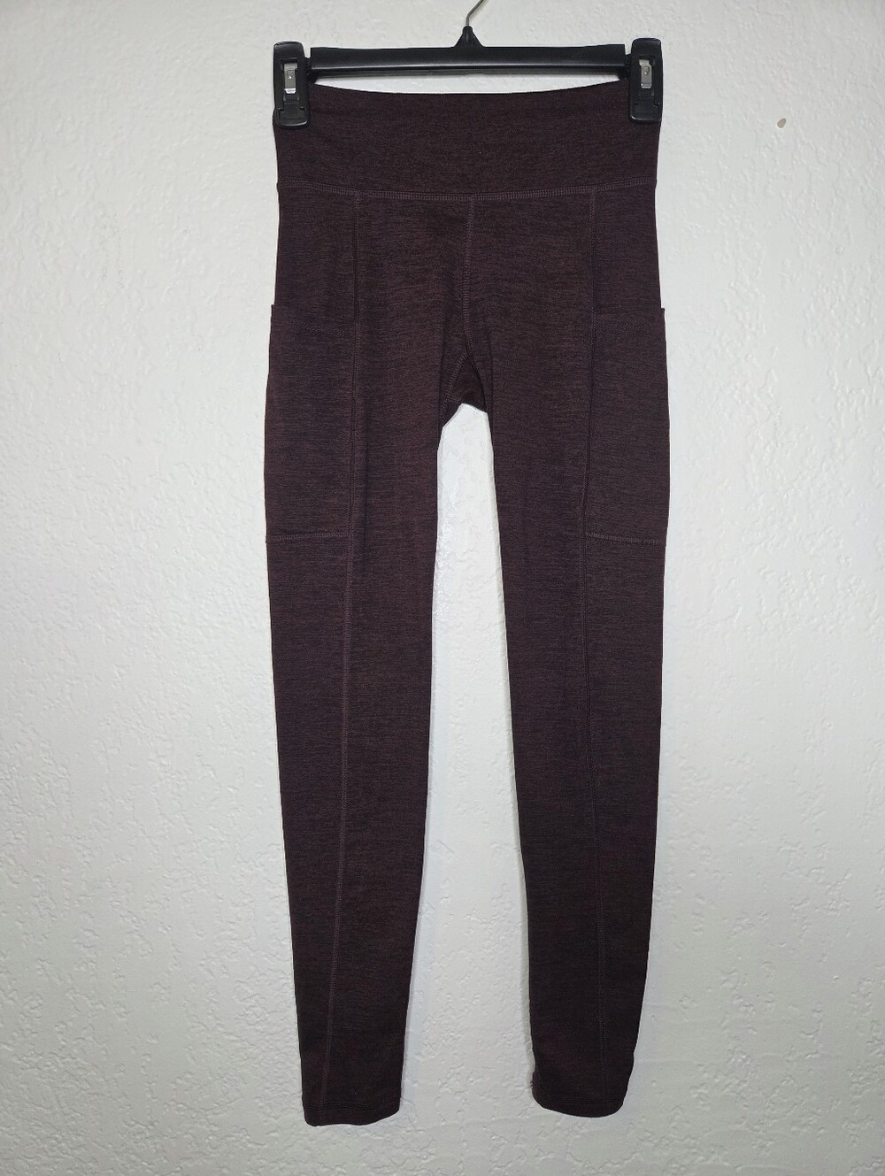Aeropostale High Rise Pocket Leggings, Heathered Plum Size XS Moisture Wicking